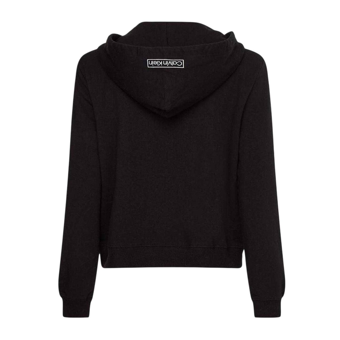 Black - Back - Calvin Klein Womens-Ladies Logo Cotton Long-Sleeved Full Zip Hoodie