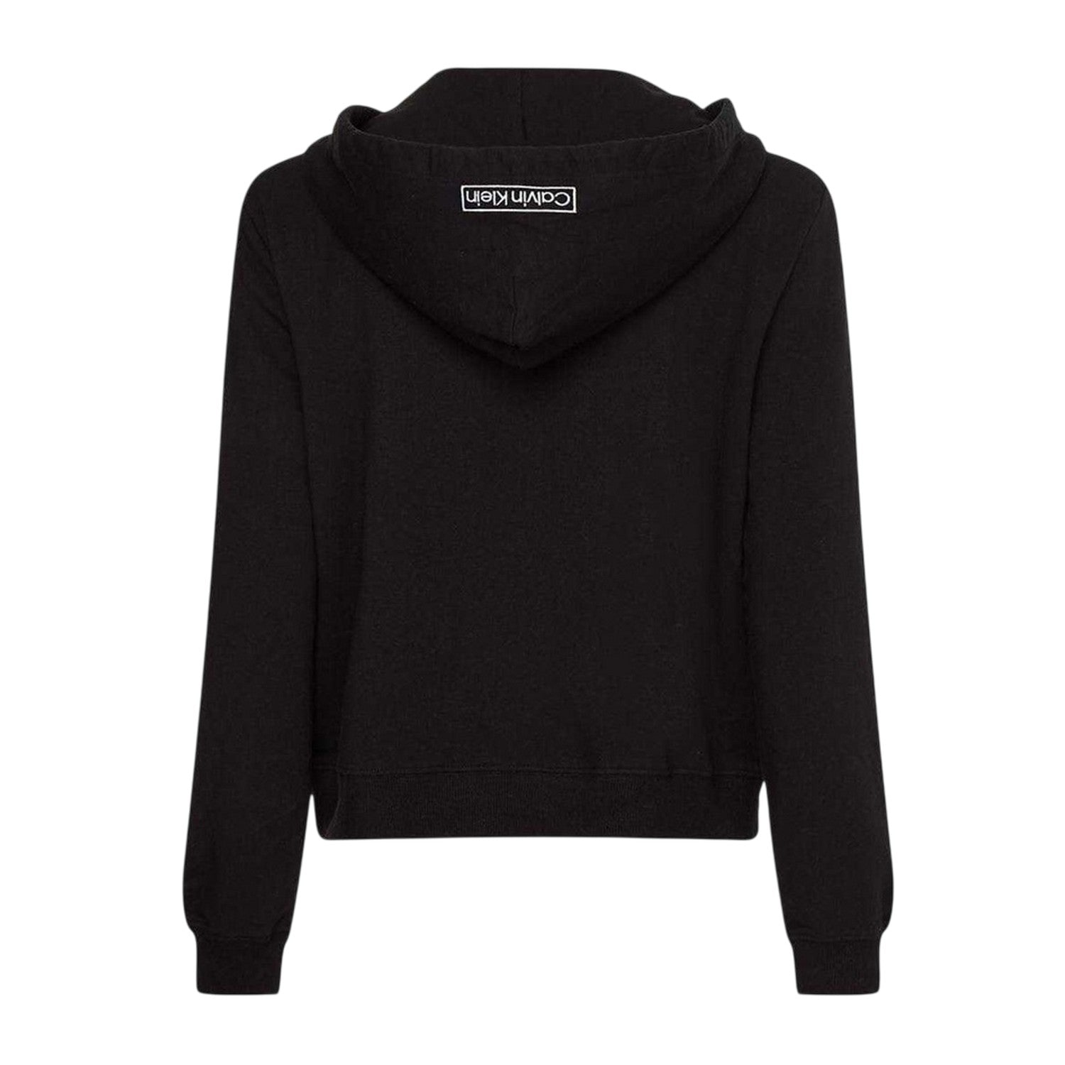 Black - Back - Calvin Klein Womens-Ladies Logo Cotton Long-Sleeved Full Zip Hoodie