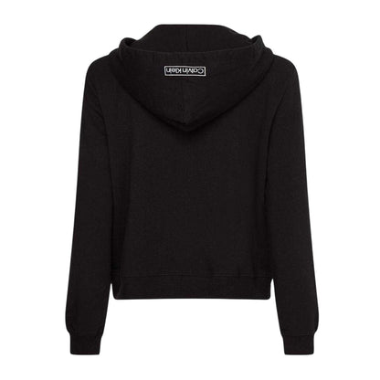 Black - Back - Calvin Klein Womens-Ladies Logo Cotton Long-Sleeved Full Zip Hoodie