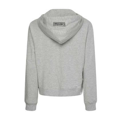 Grey Marl - Back - Calvin Klein Womens-Ladies Logo Cotton Long-Sleeved Full Zip Hoodie
