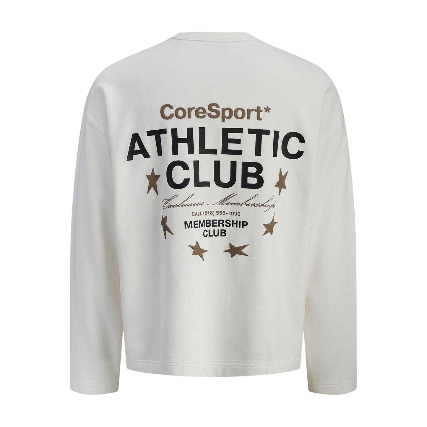 Cloud Dancer - Back - Jack And Jones Mens Athletic Club Ribbed Back Print Sweatshirt