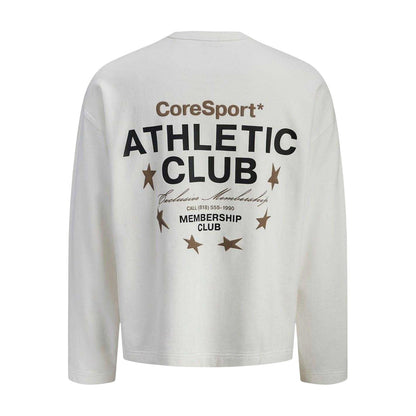 Cloud Dancer - Back - Jack And Jones Mens Athletic Club Ribbed Back Print Sweatshirt
