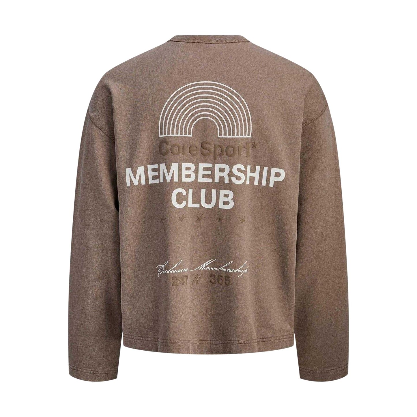 Taupe - Back - Jack And Jones Mens Athletic Club Ribbed Back Print Sweatshirt