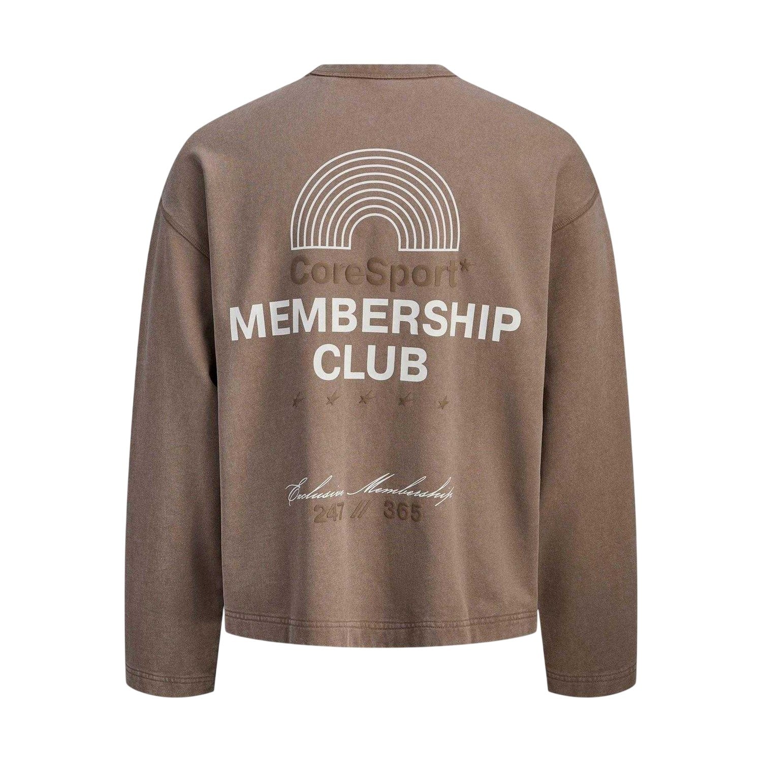 Taupe - Back - Jack And Jones Mens Athletic Club Ribbed Back Print Sweatshirt