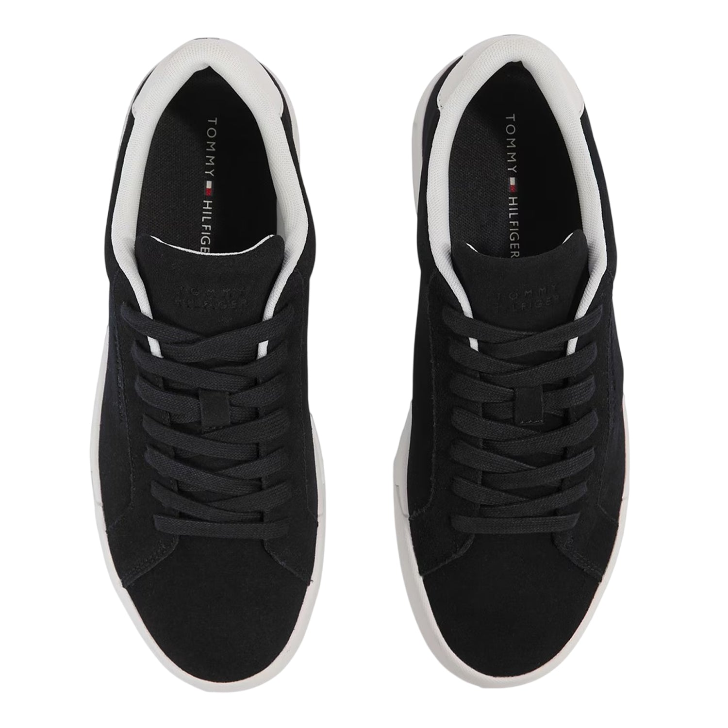 Black-White - Lifestyle - Tommy Hilfiger Mens Pebble Grain Court Leather Trainers