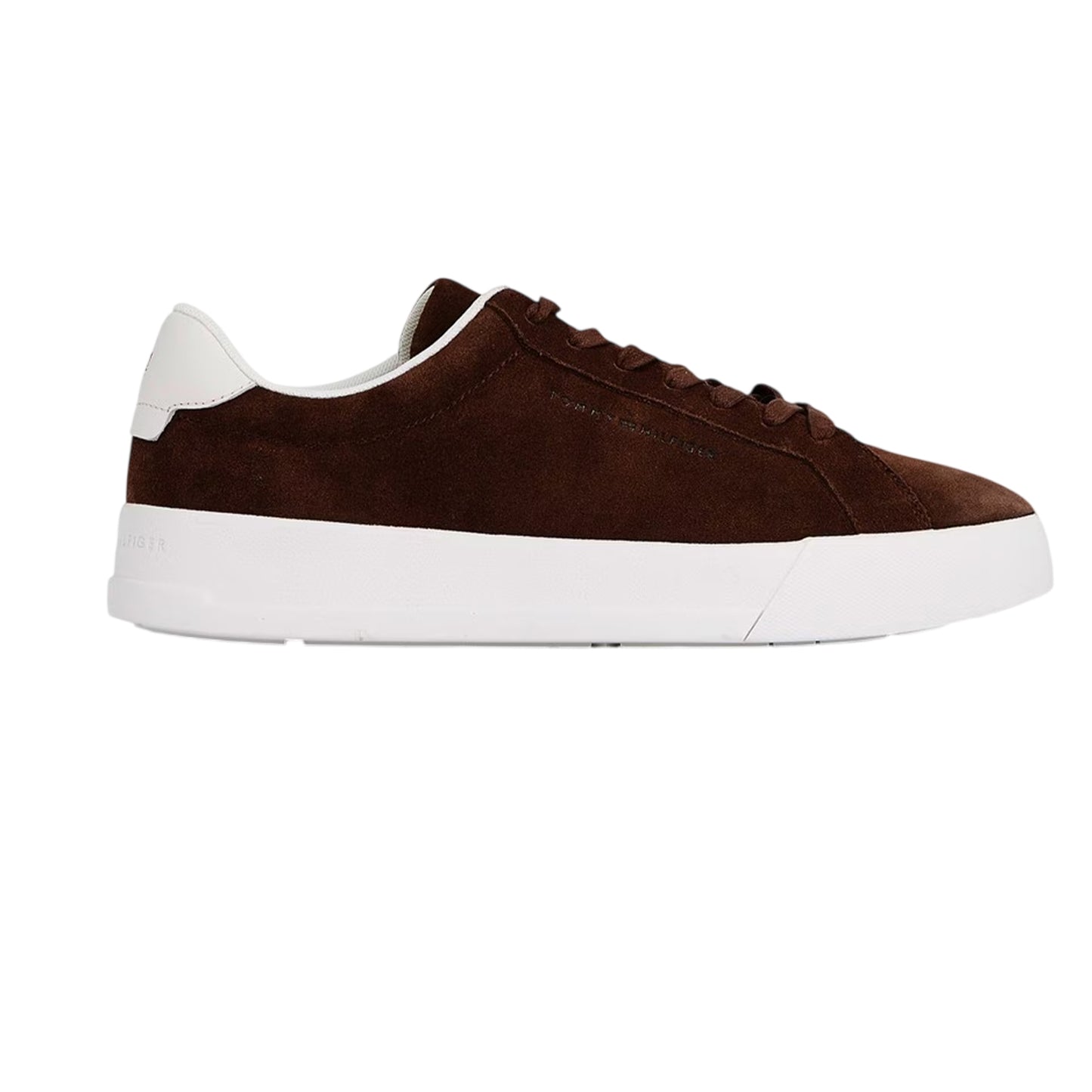 Brown - Front - Tommy Hilfiger Mens Pebble Grain Court Leather Trainers