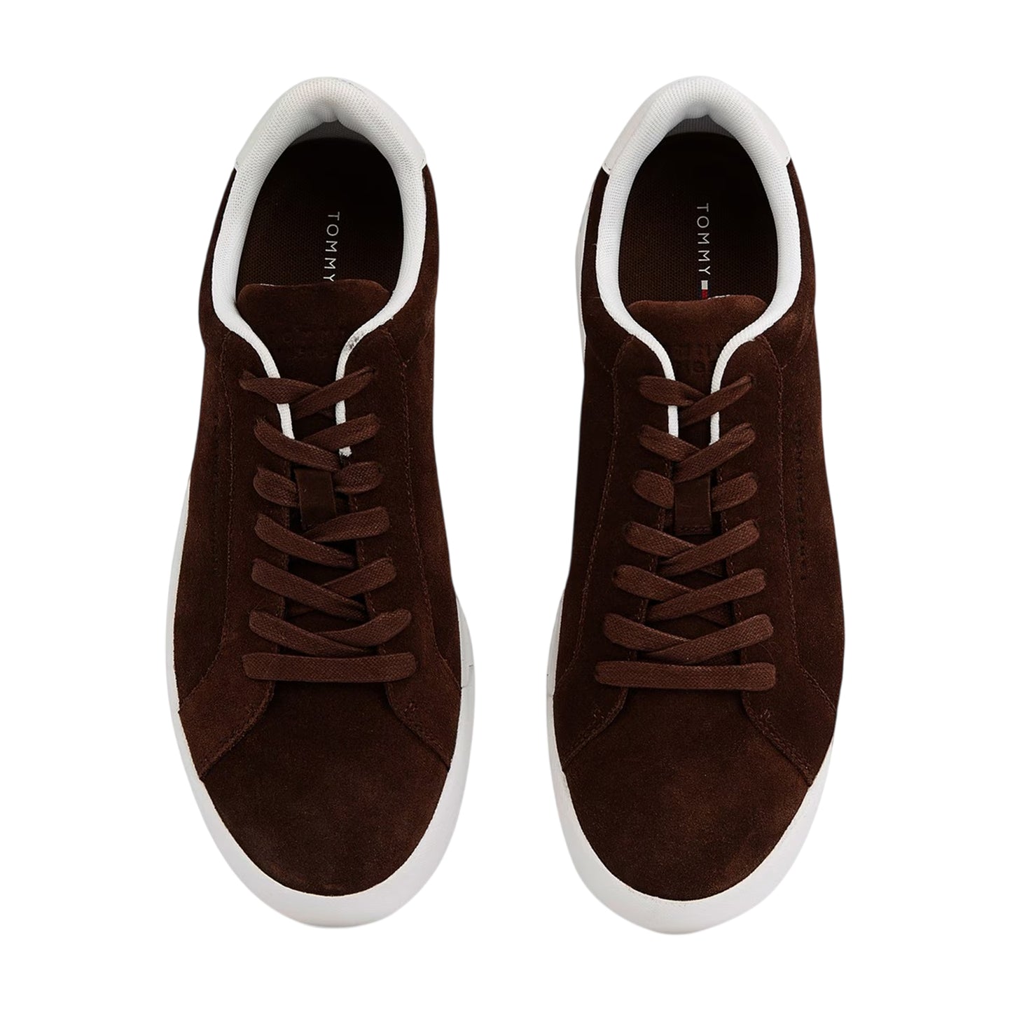 Brown - Side - Tommy Hilfiger Mens Pebble Grain Court Leather Trainers