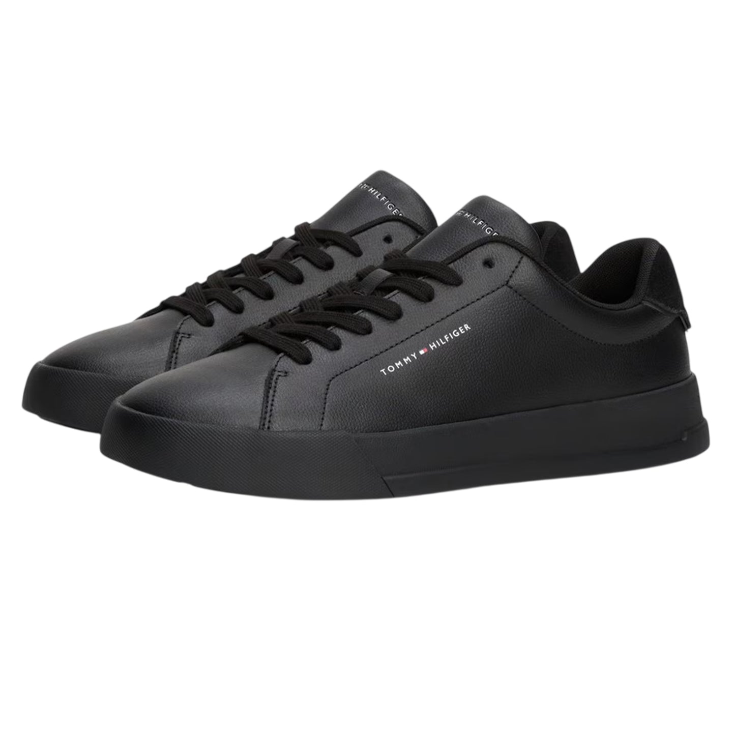 Black - Lifestyle - Tommy Hilfiger Mens Pebble Grain Court Leather Trainers