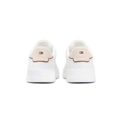 Ecru-Beige - Lifestyle - Tommy Hilfiger Mens Pebble Grain Court Leather Trainers