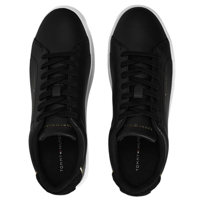 Black-Gold - Lifestyle - Tommy Hilfiger Mens Pebble Grain Court Leather Trainers