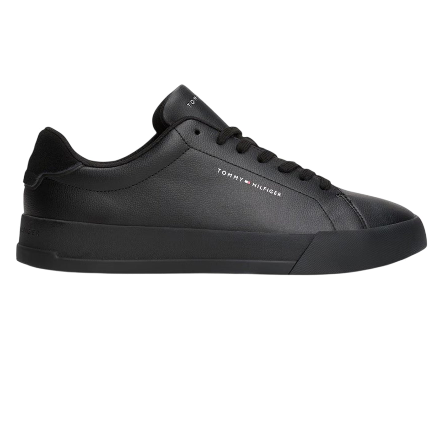 Black - Front - Tommy Hilfiger Mens Pebble Grain Court Leather Trainers