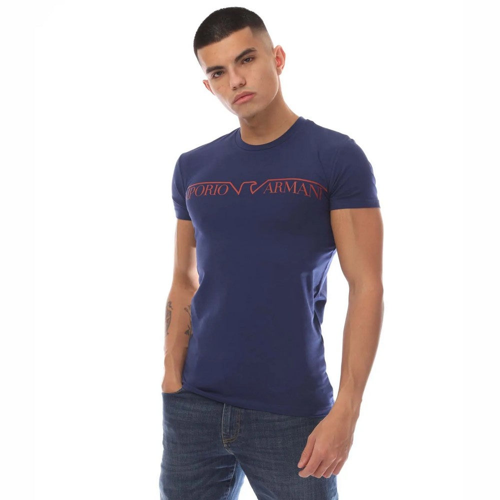 Blue - Front - Emporio Armani Mens Crew Neck T-Shirt