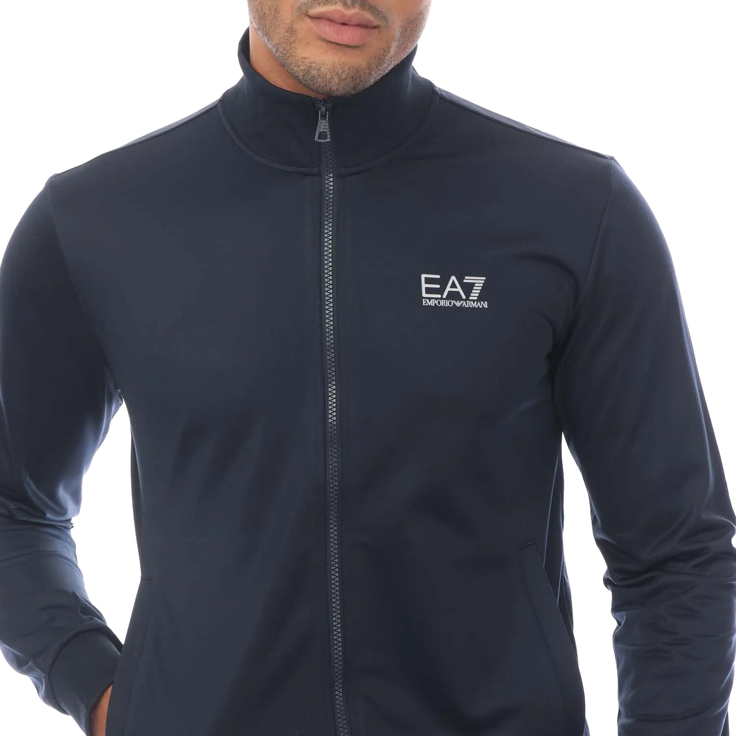 Navy - Side - Emporio Armani Mens EA7 Full Zip Tracksuit