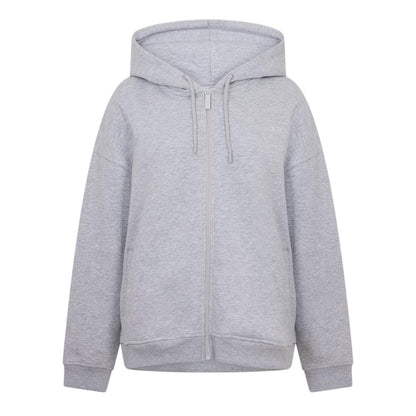 Grey Marl Marl - Front - USA Womens-Ladies Oversized Full Zip Hoodie