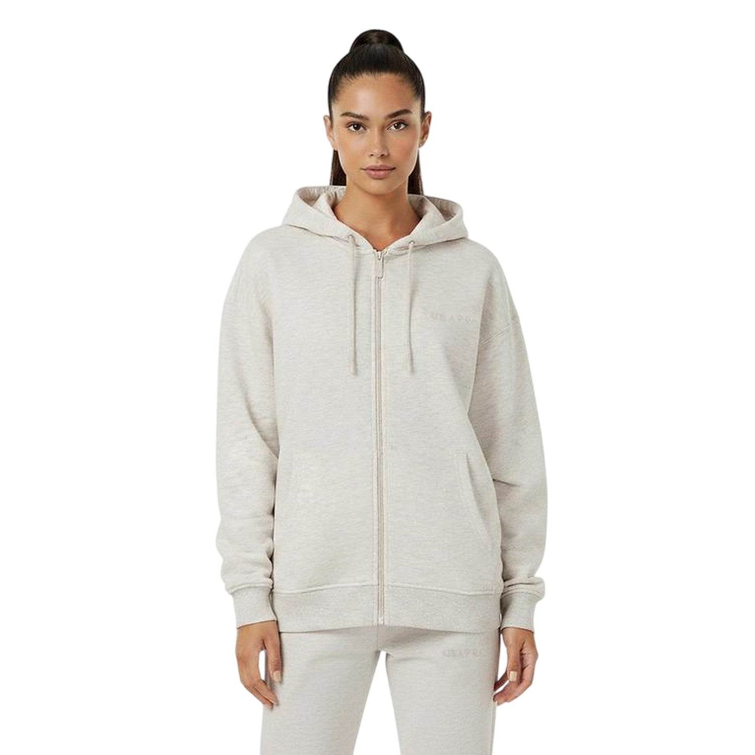 Ice Marl - Side - USA Womens-Ladies Oversized Full Zip Hoodie