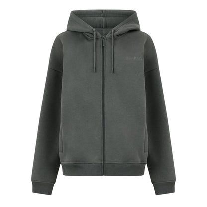 Washed Khaki - Front - USA Womens-Ladies Oversized Full Zip Hoodie