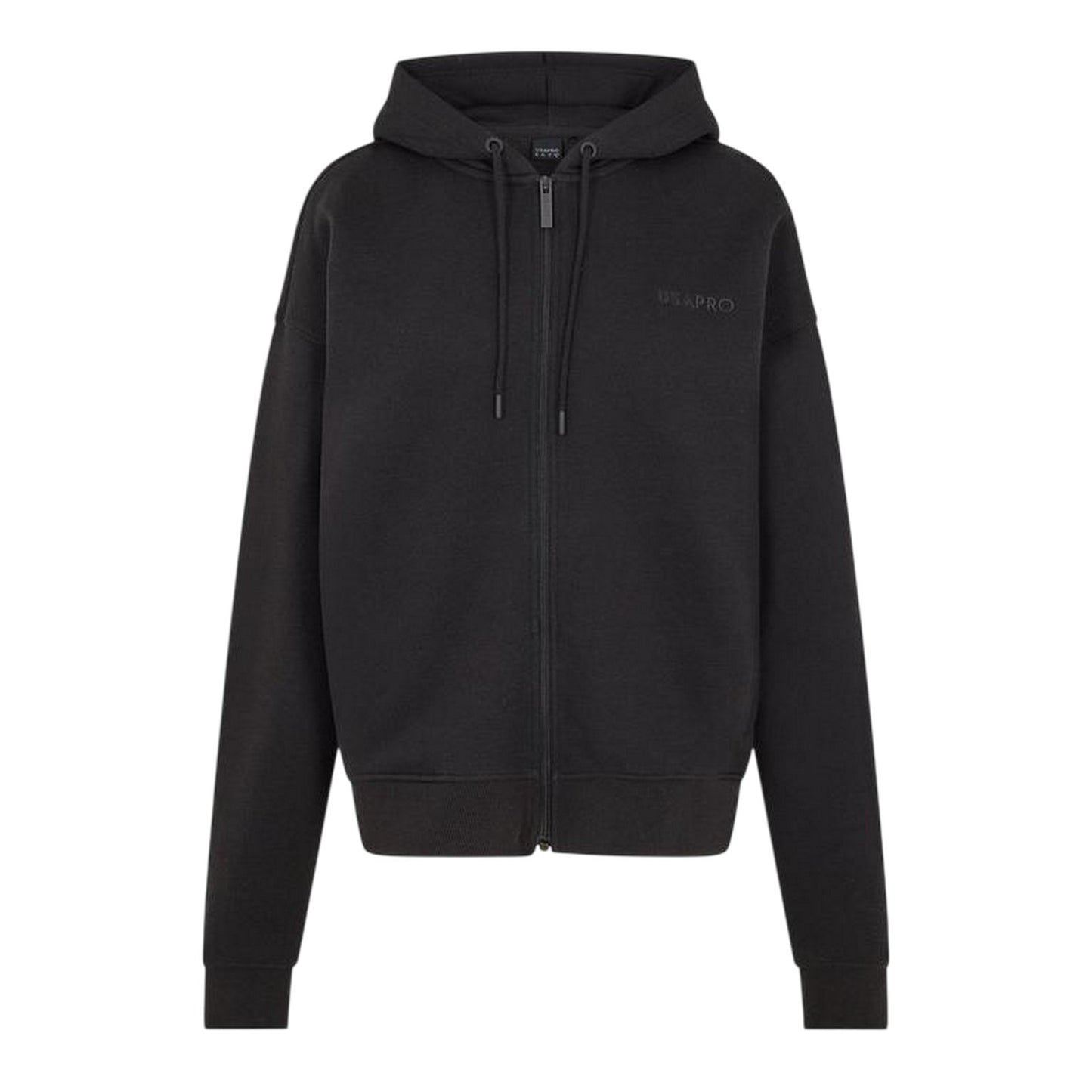 Black - Front - USA Womens-Ladies Oversized Full Zip Hoodie