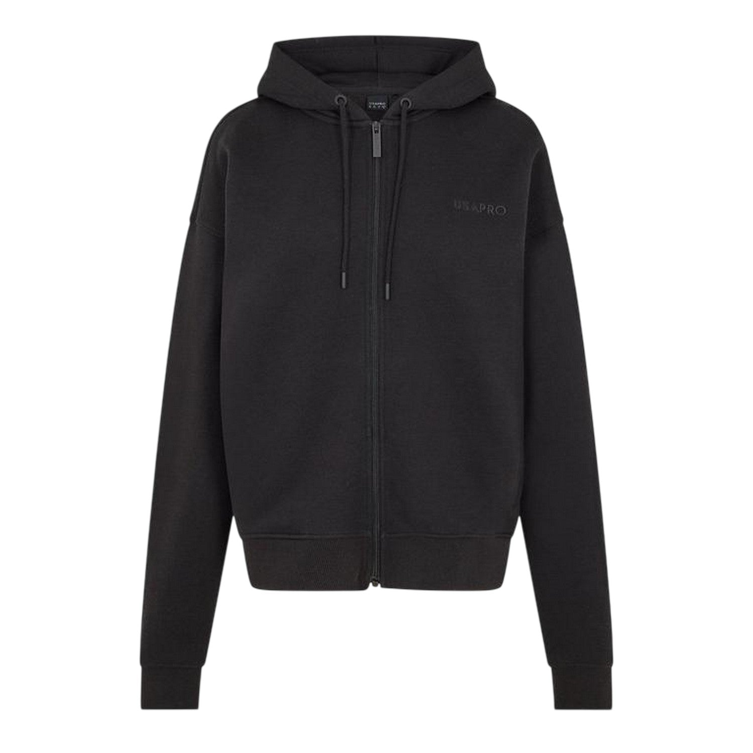 Black - Front - USA Womens-Ladies Oversized Full Zip Hoodie