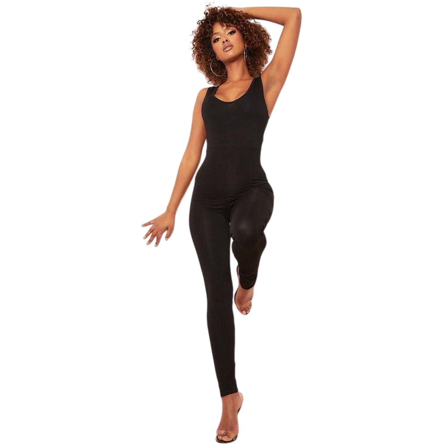 Black - Back - Missy Empire Womens-Ladies Scoop Neck Sleeveless Jumpsuit