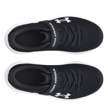 Black-White - Side - Under Armour Childrens-Kids Surge 4 Trainers
