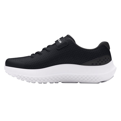 Black-White - Back - Under Armour Childrens-Kids Surge 4 Trainers