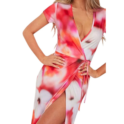 Pink - Side - Missy Empire Womens-Ladies Floral Wrap Dress