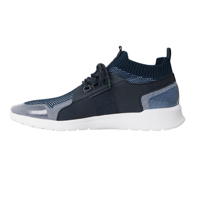 Dark Blue - Back - Boss Mens Monk Knitted Sock Trainers