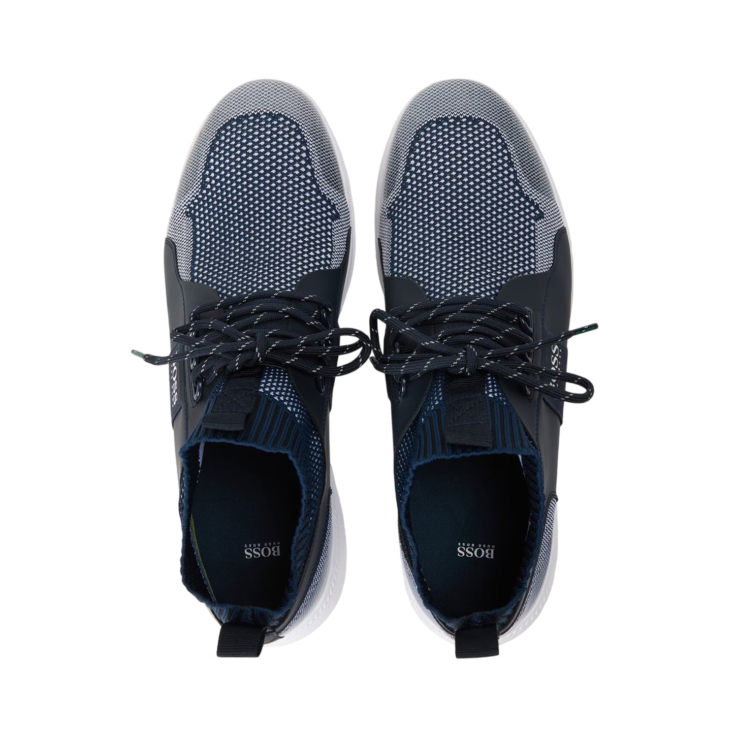 Dark Blue - Side - Boss Mens Monk Knitted Sock Trainers