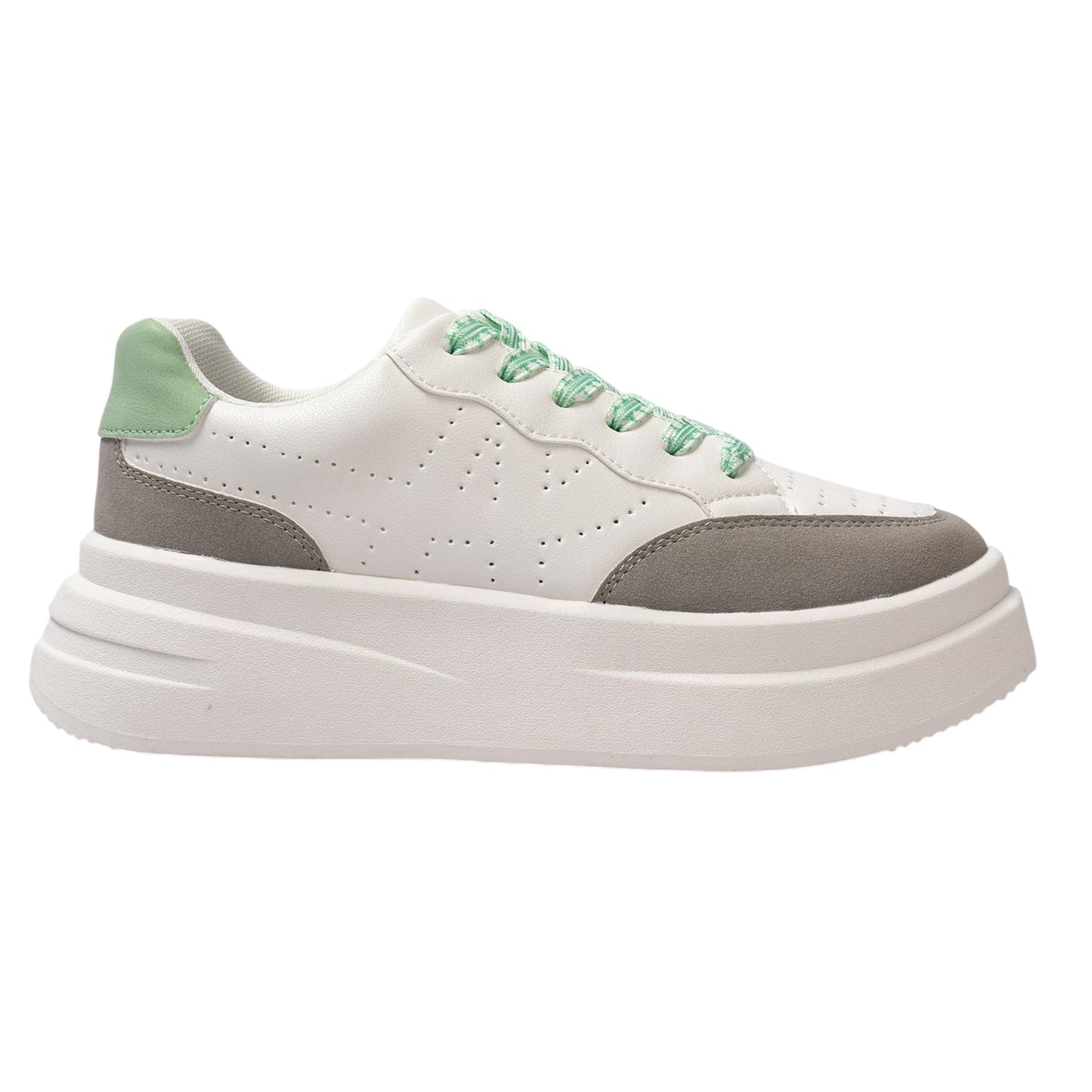 White-Grey - Front - Kappa Womens-Ladies Ari Casual Platform Trainers