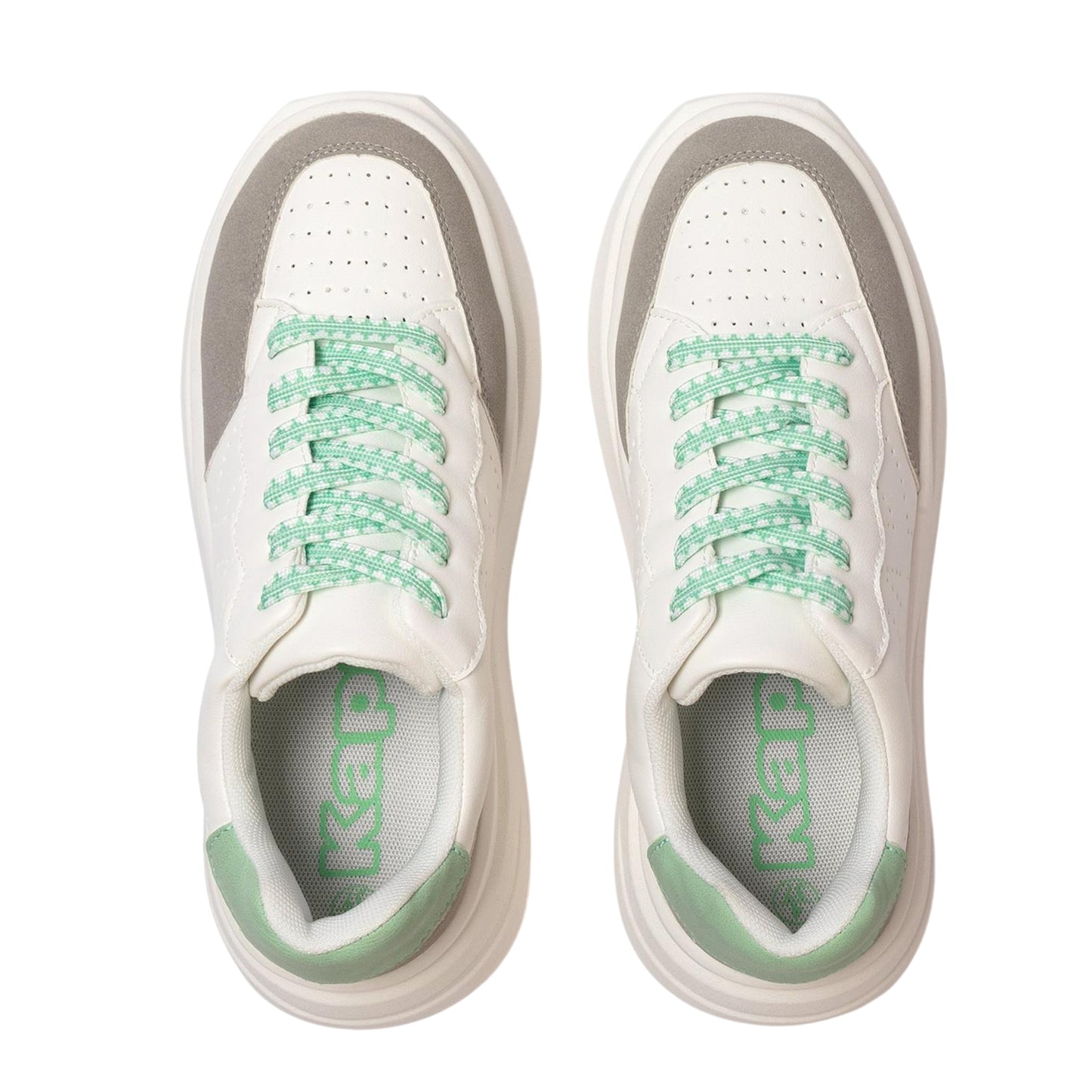 White-Grey - Side - Kappa Womens-Ladies Ari Casual Platform Trainers