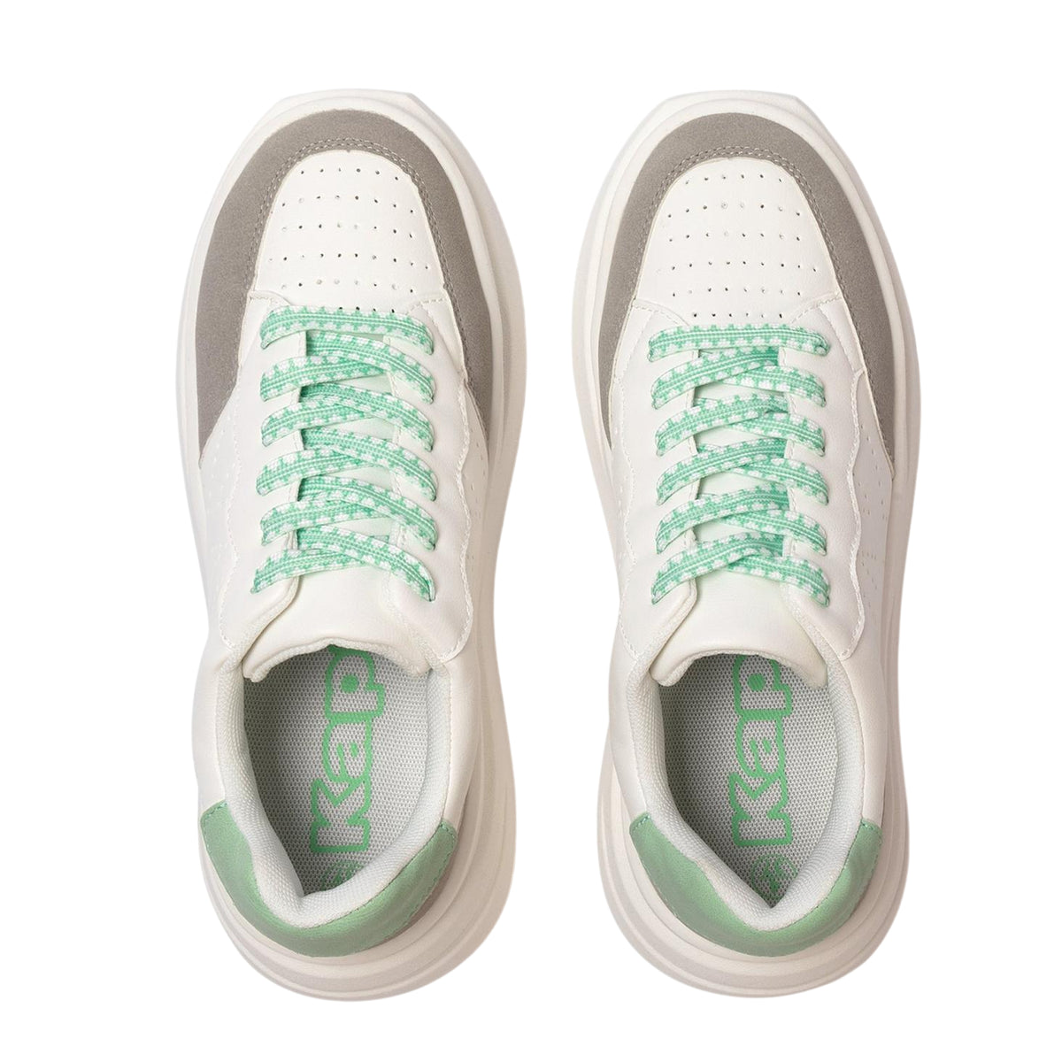 White-Grey - Side - Kappa Womens-Ladies Ari Casual Platform Trainers