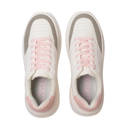 White-Grey-Pink - Side - Kappa Womens-Ladies Ari Casual Platform Trainers