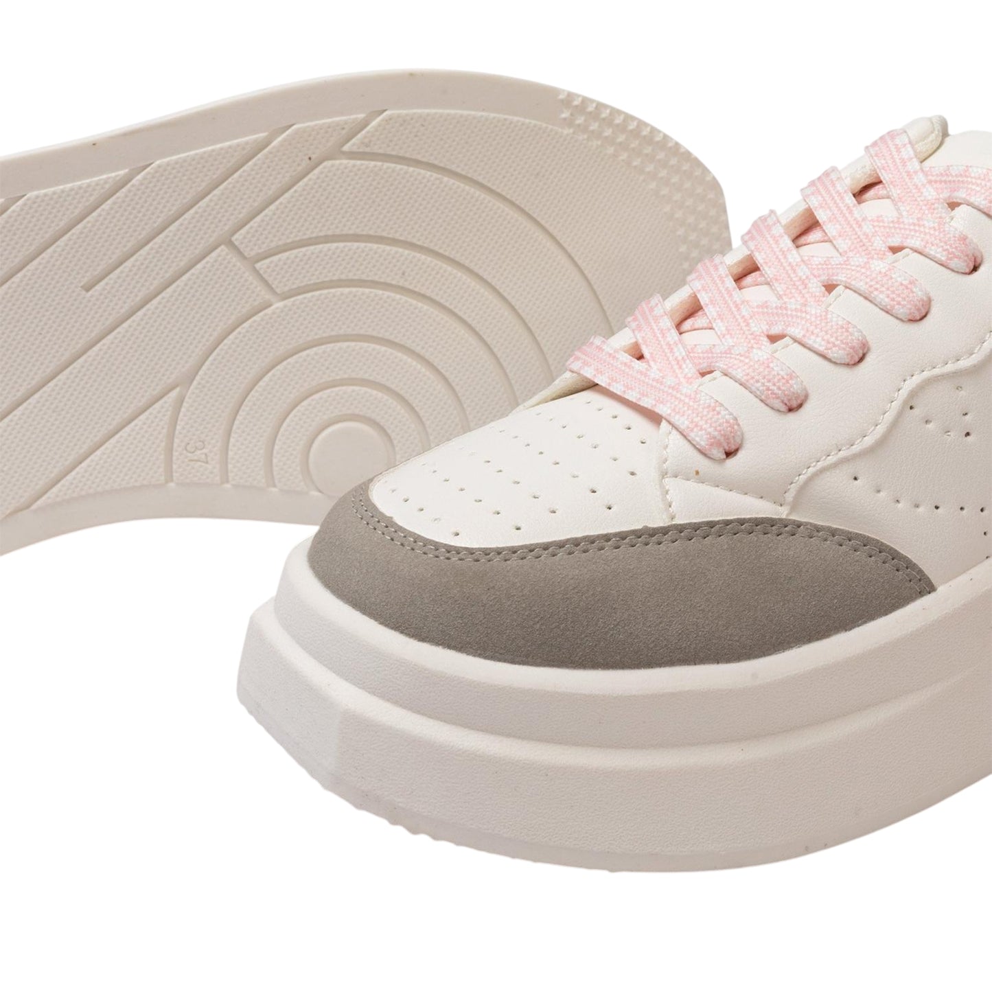 White-Grey-Pink - Lifestyle - Kappa Womens-Ladies Ari Casual Platform Trainers