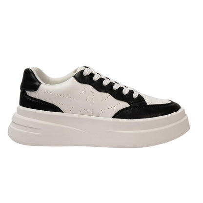 Black-White - Front - Kappa Womens-Ladies Ari Casual Platform Trainers