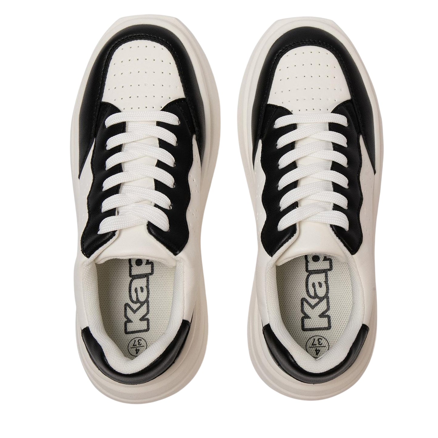 Black-White - Side - Kappa Womens-Ladies Ari Casual Platform Trainers