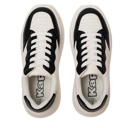 Black-White - Side - Kappa Womens-Ladies Ari Casual Platform Trainers