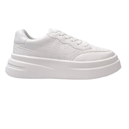 White - Front - Kappa Womens-Ladies Ari Casual Platform Trainers
