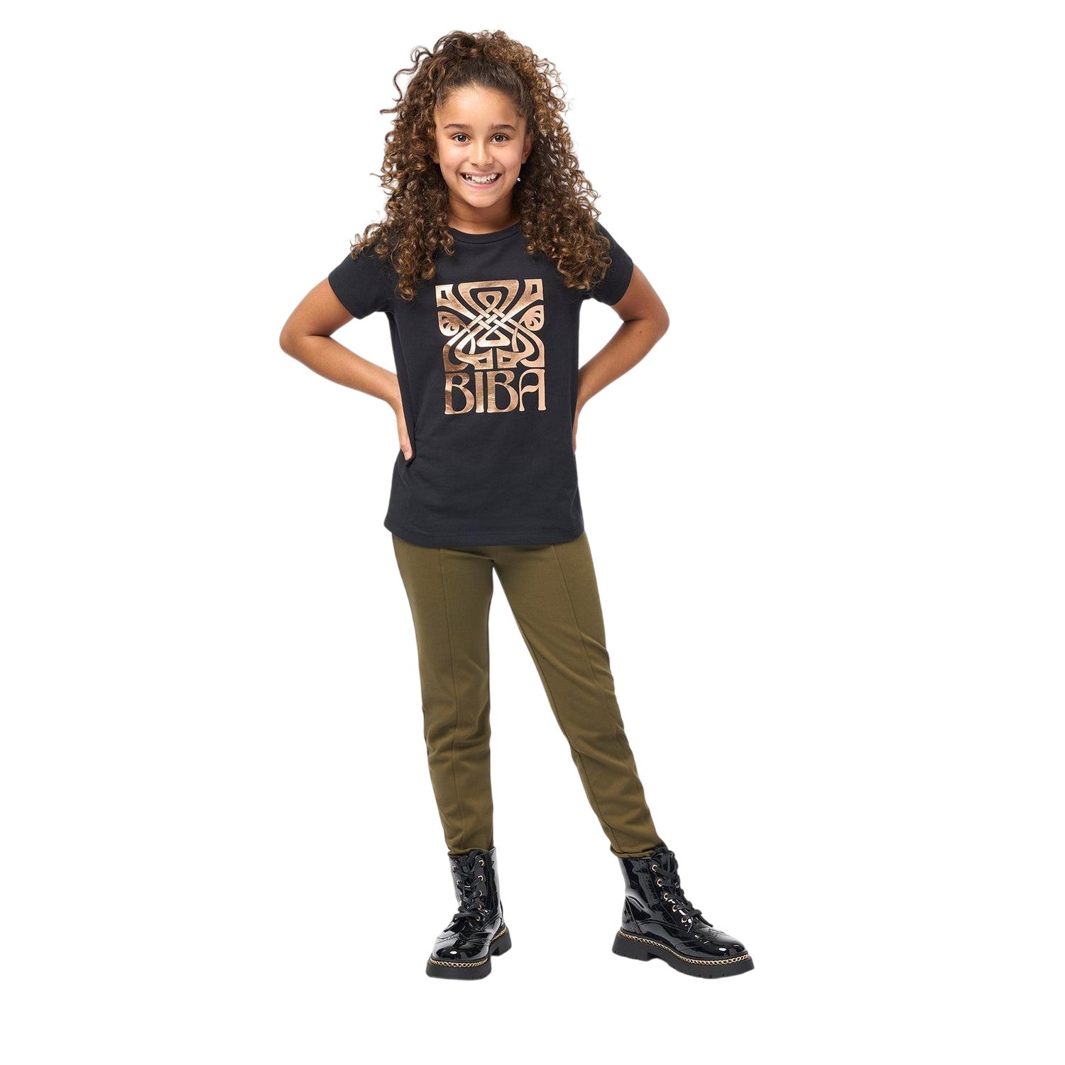 Black - Side - Biba Girls Logo T-Shirt