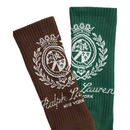 Multicoloured - Back - Ralph Lauren Unisex Adult Crest Crew Socks (Pack of 6)