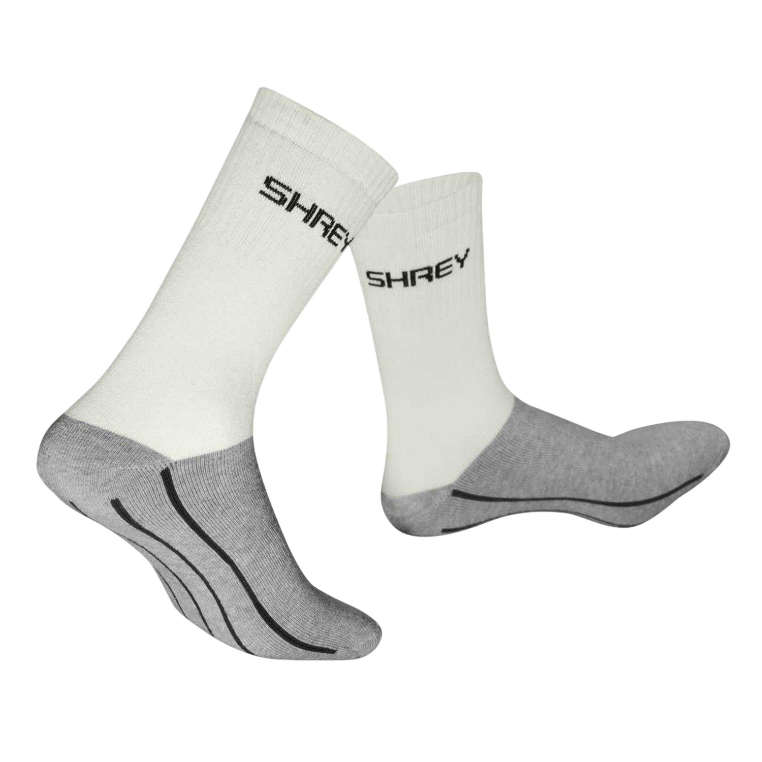 Grey-White - Side - Shrey Unisex Adult Performance Sports Socks