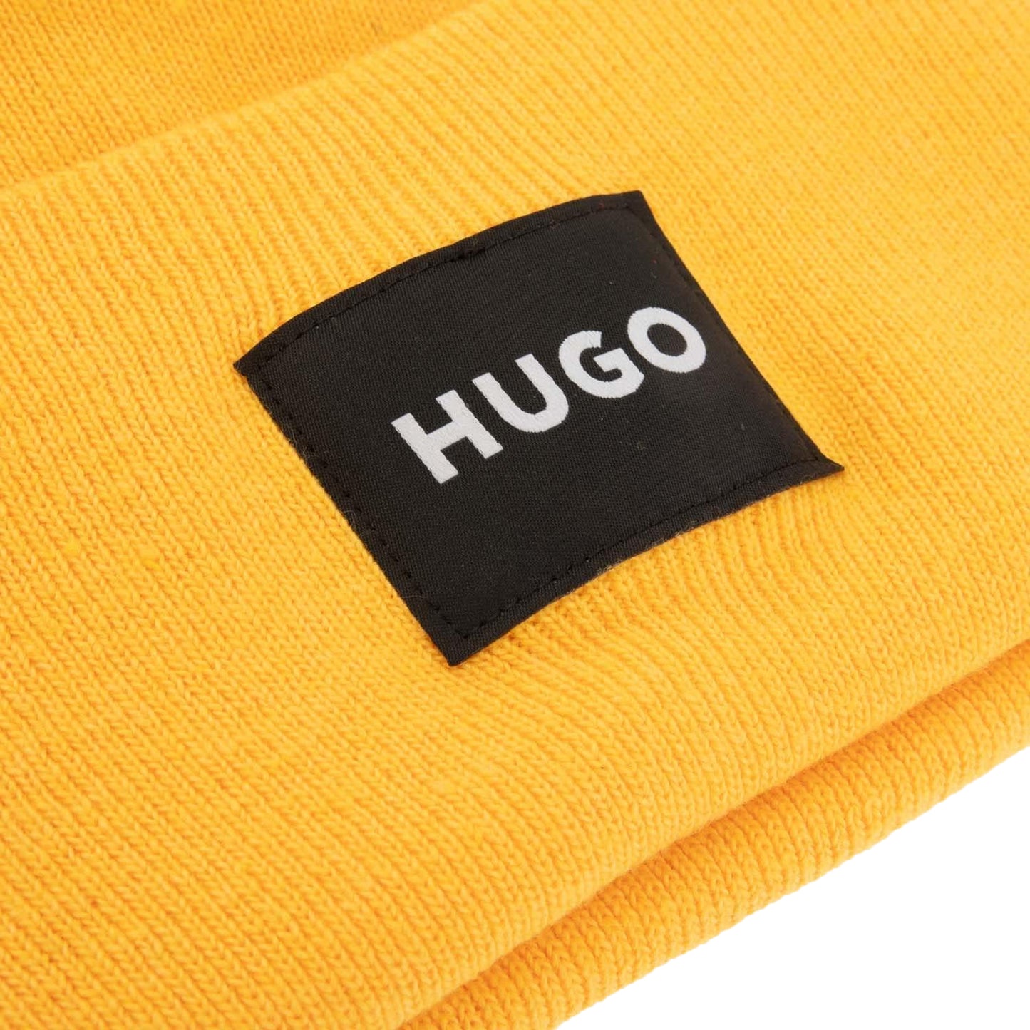 Yellow - Side - Hugo Xevon Ribbed Turn Up Beanie