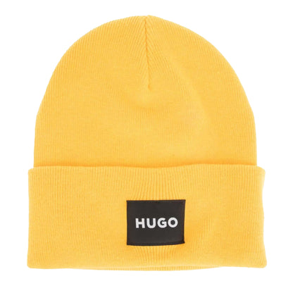 Yellow - Front - Hugo Xevon Ribbed Turn Up Beanie