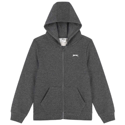 Charcoal Marl Marl - Front - Slazenger Childrens-Kids Polyester Full Zip Hoodie