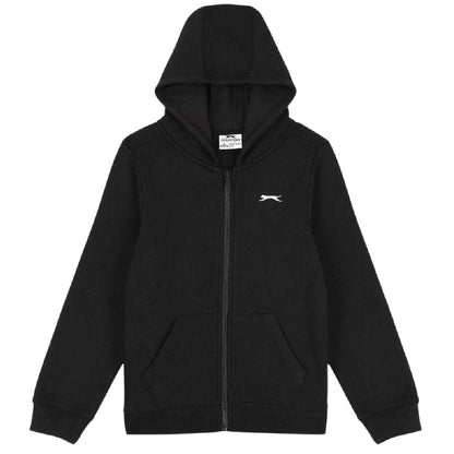 Black - Front - Slazenger Childrens-Kids Polyester Full Zip Hoodie