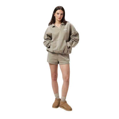 Taupe - Side - Jack Wills Womens-Ladies Fleece Sweat Shorts