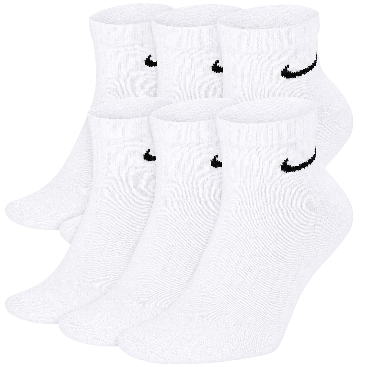 White-Black - Front - Nike Mens Swoosh Trainer Socks (Pack of 6)
