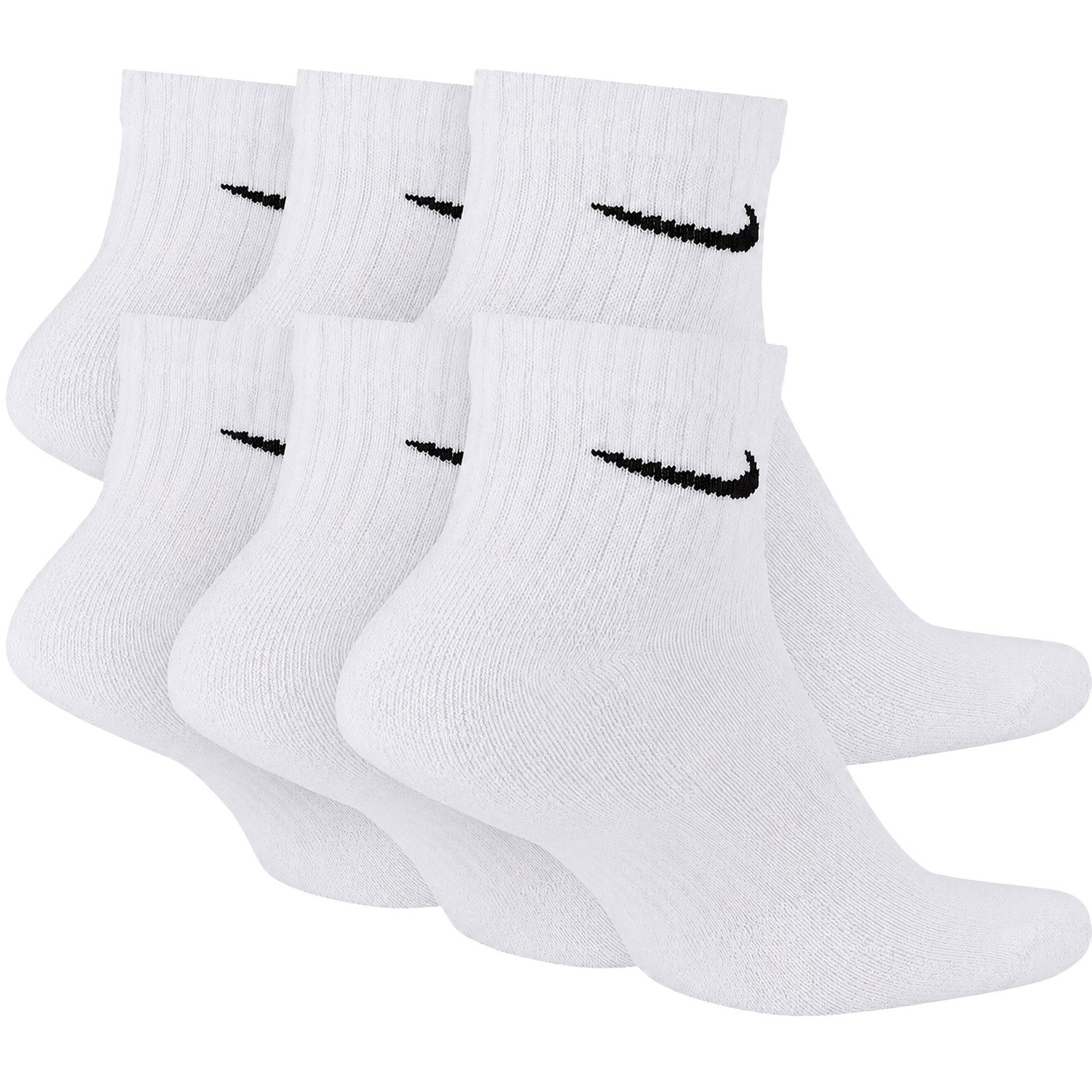 White-Black - Back - Nike Mens Swoosh Trainer Socks (Pack of 6)