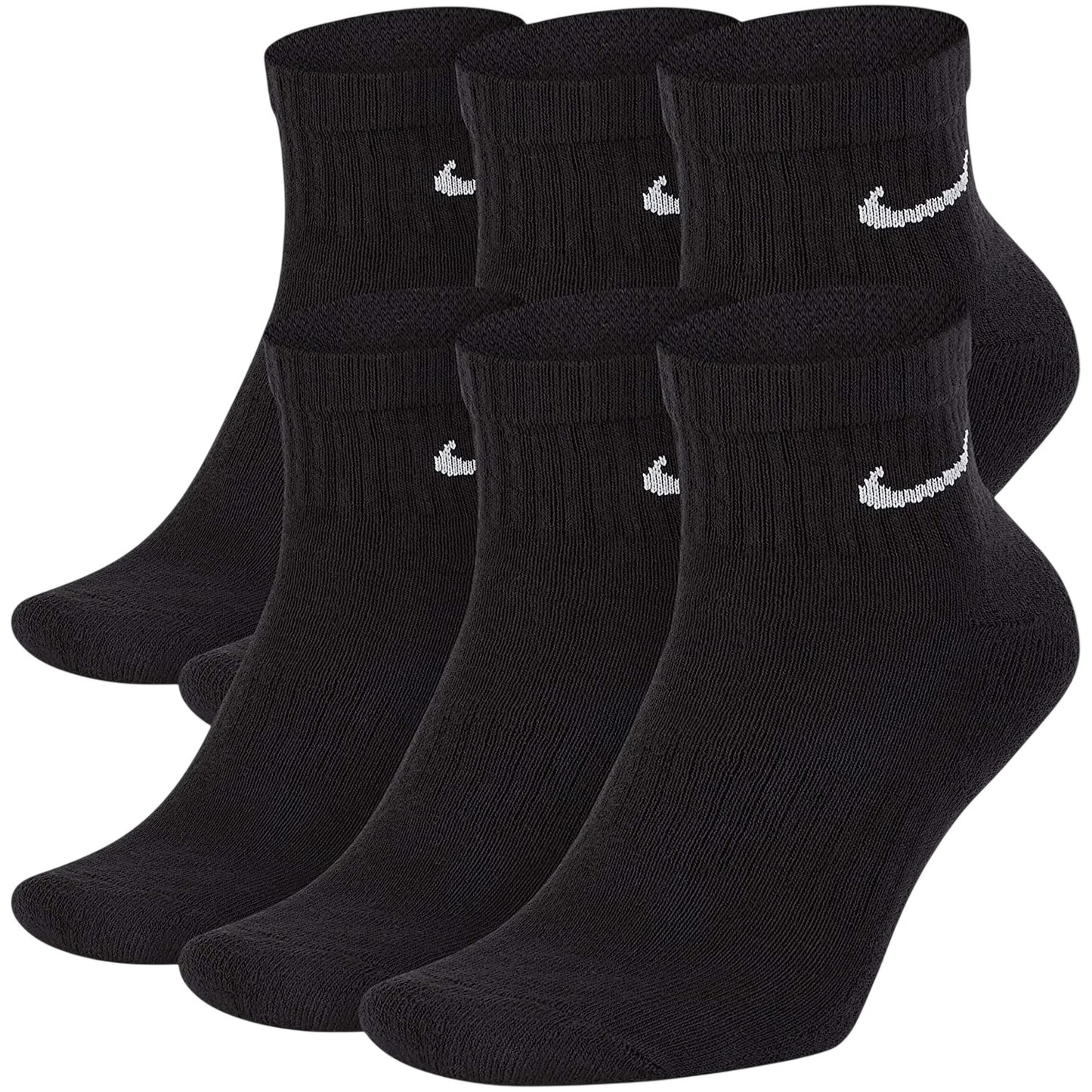 Black-White - Front - Nike Mens Swoosh Trainer Socks (Pack of 6)