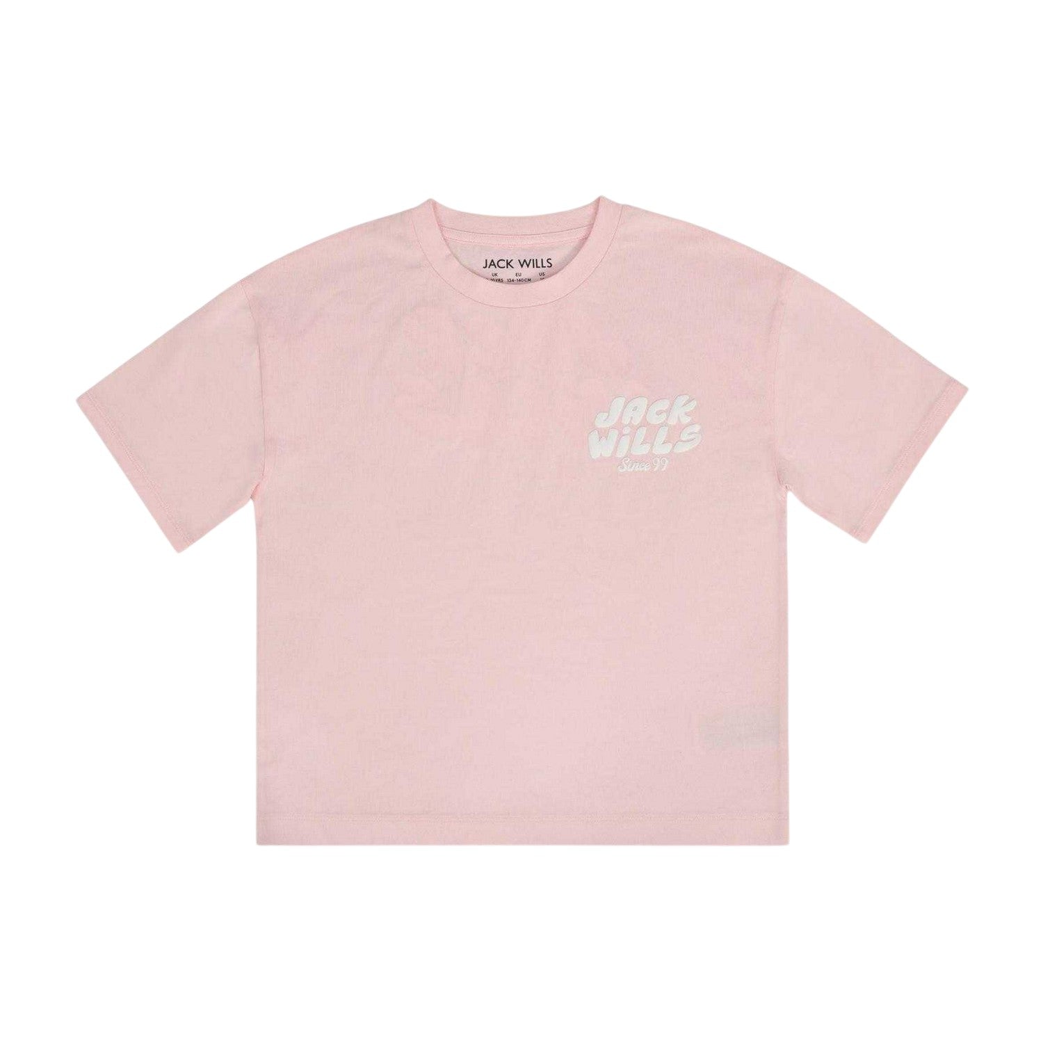 Pink - Front - Jack Wills Childrens-Kids Short-Sleeved T-Shirt
