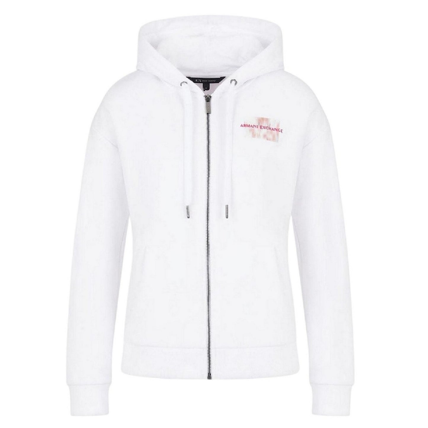 White - Front - Armani Exchange Womens-Ladies Full Zip Hoodie